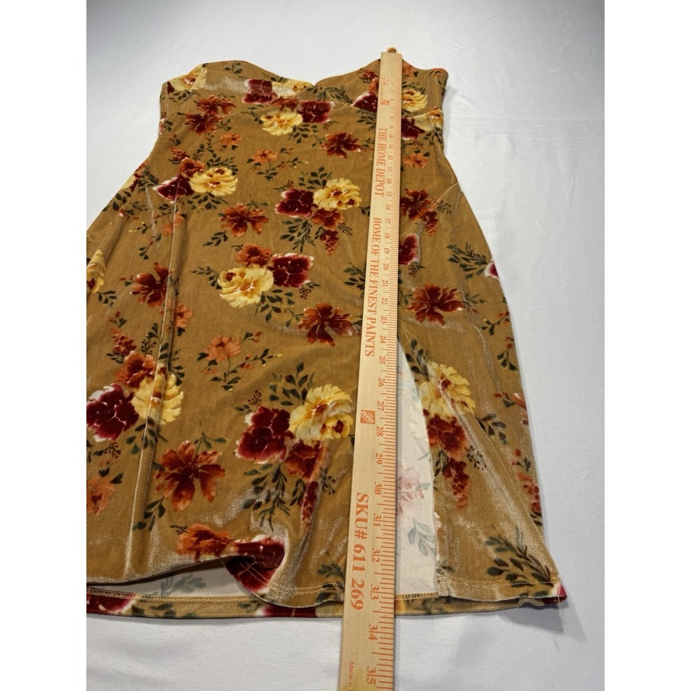 Wild Moss Women's XL Floral Velvet Slip Dress Gold Midi Y2K Cottagecore - Picture 4 of 5